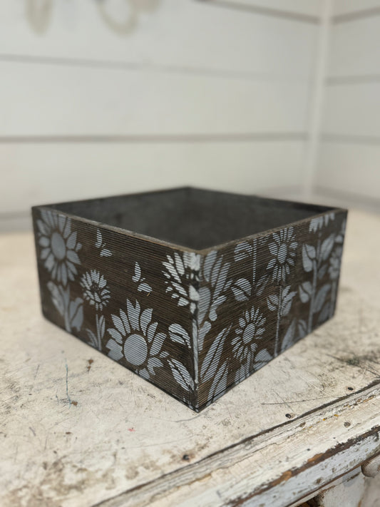 Sunflower Stencil Wood Box