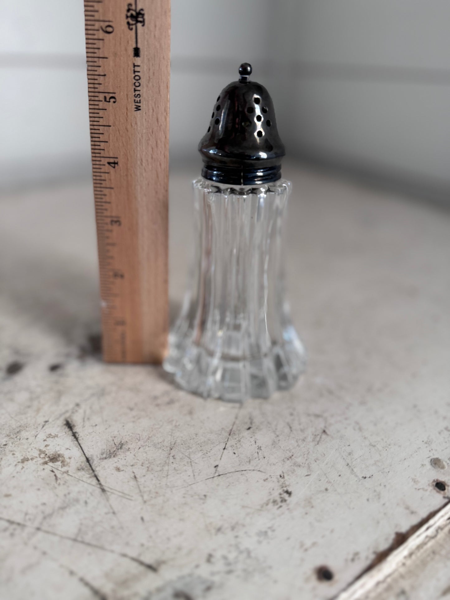 Victorian, silver plate and glass sugar shaker