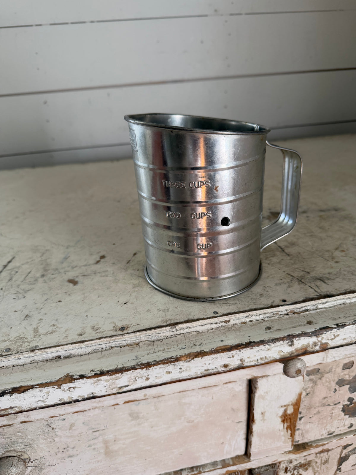 Vintage sifter with wood handle crank - Will get makeover