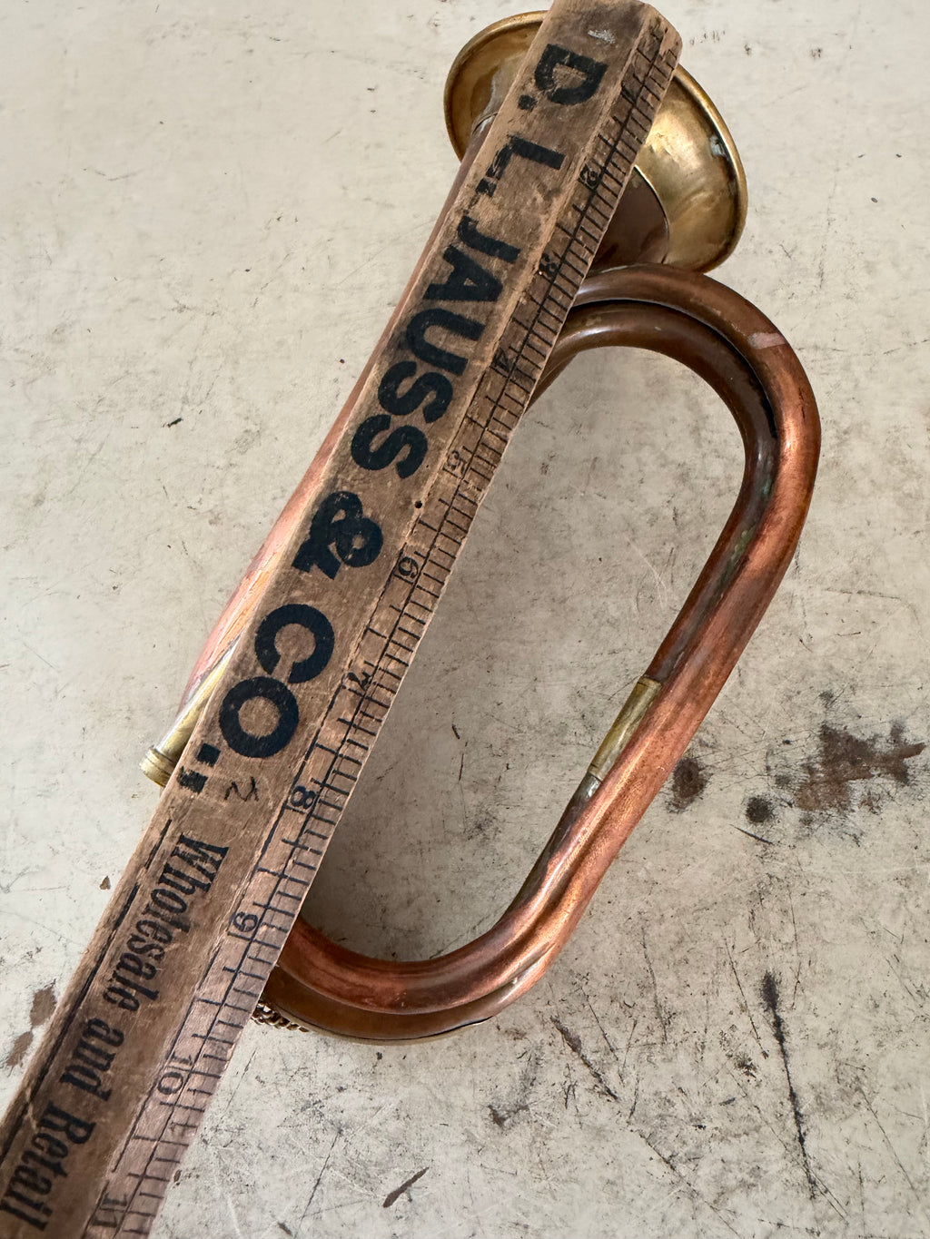 Vintage Beautiful Handmade Cavalry Bugle Horn Made Of Brass & Copper