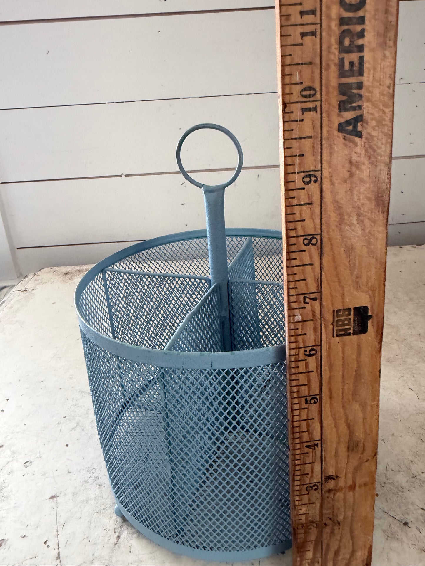 Periwinkle blue wire mesh organizer