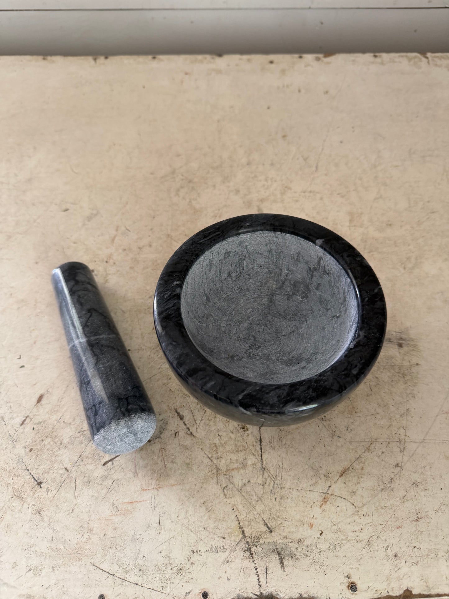 Marble Mortar and Pestle Set Large Solid Stone Grinder