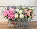 Galvanized Tin Organizer Wall Caddy with Barn wood Backer With IOD floral not included