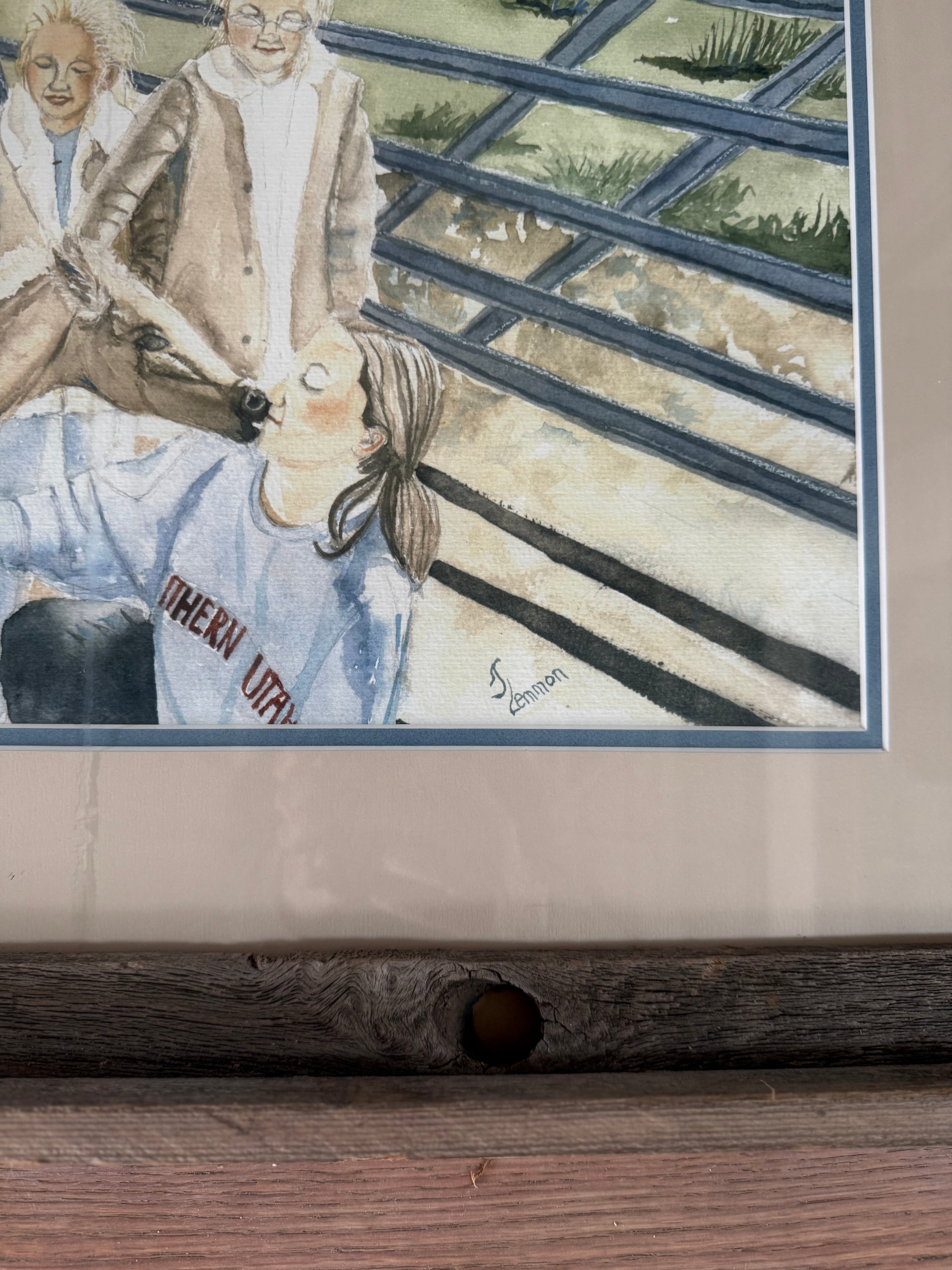 Framed Original Water Color with horses