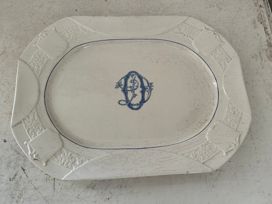 French Longchamp Monogram Ironstone Platter