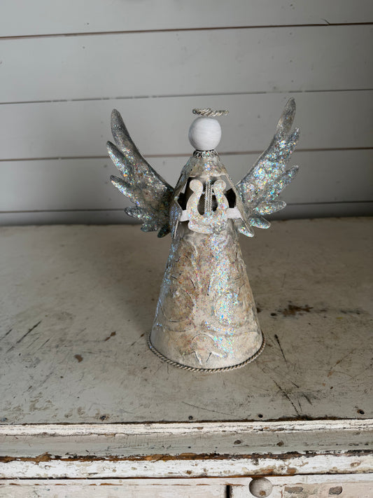 Tin Angel Tree Topper - Wings Up