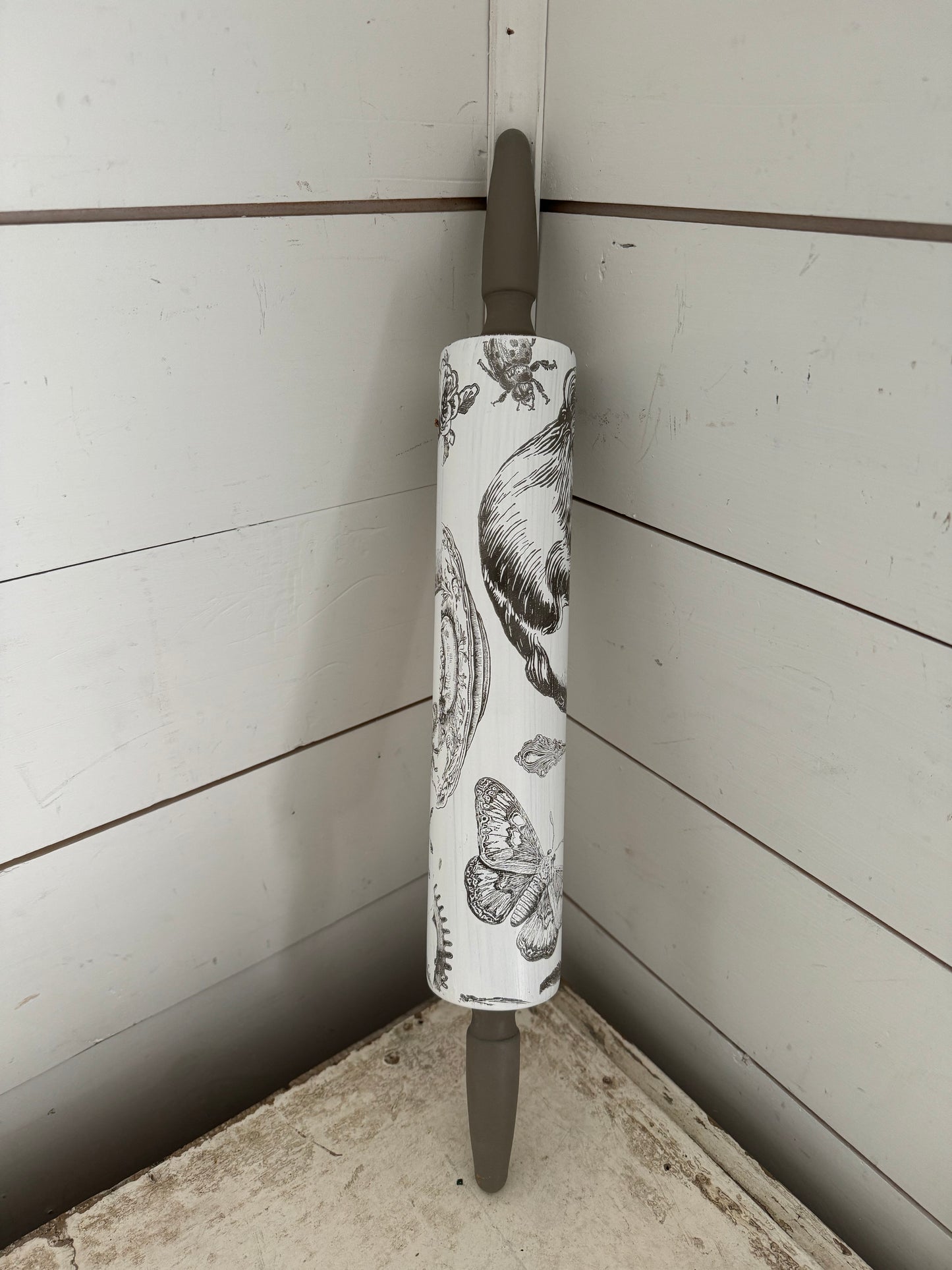 Rolling Pin Handpainted For Decor / Charlotte Stamp