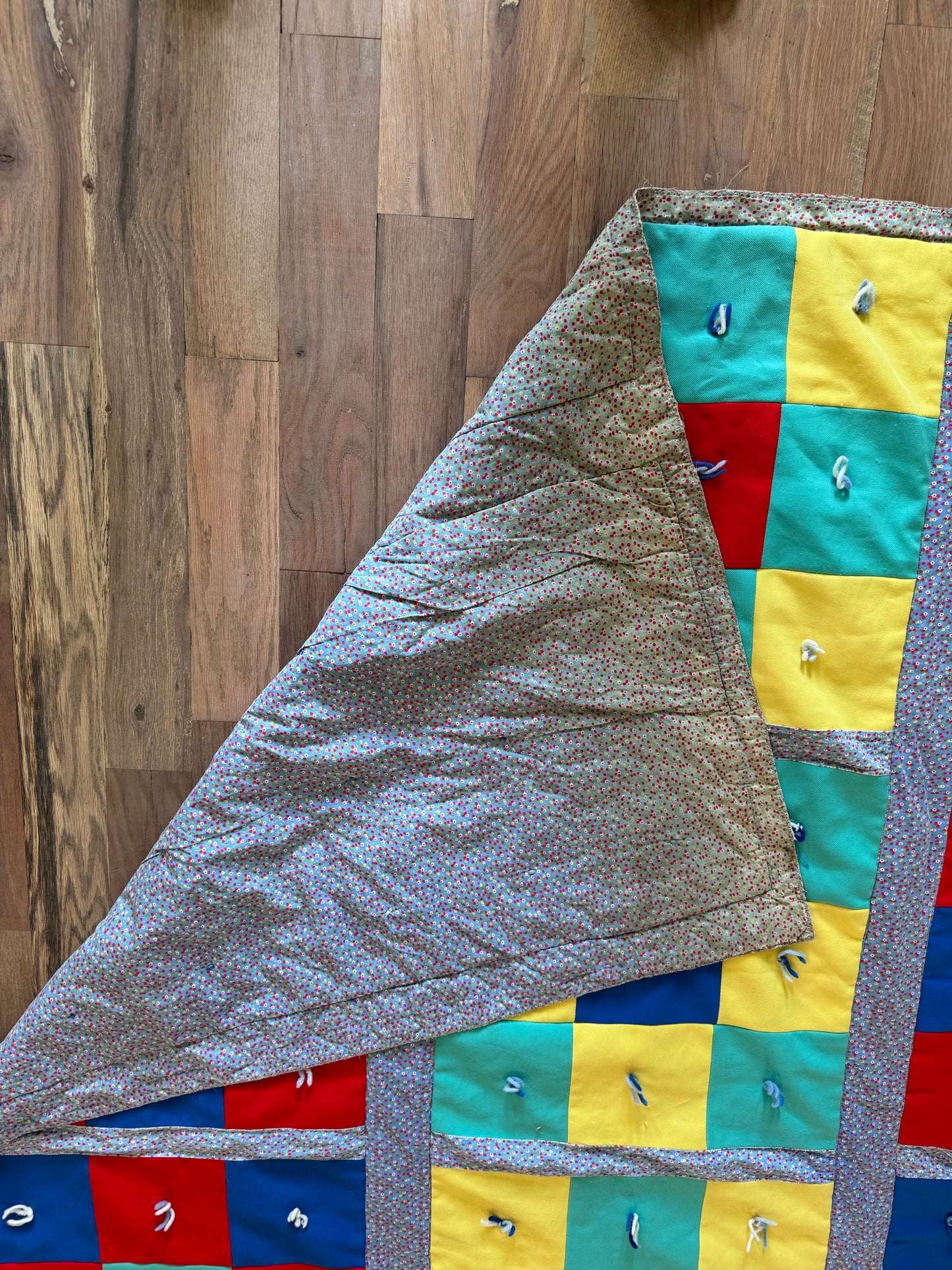 Twin Size Suqre Pieced Quilt - Polyester