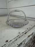 Vintage Westmoreland Glass Basket, English Hobnail Clear Candy Dish Handle