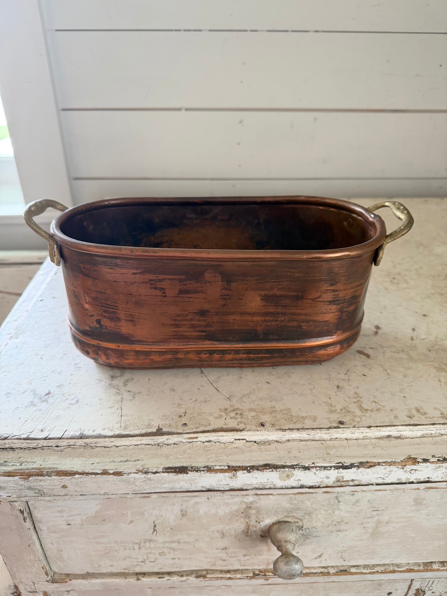 Copper Planter with Brass Handles