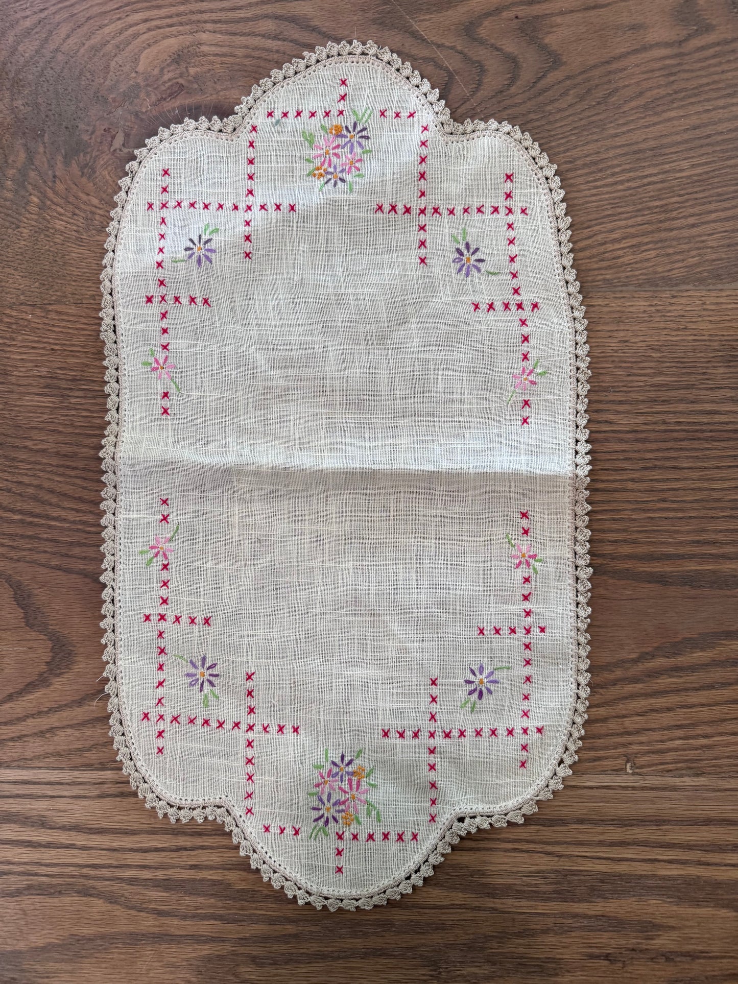 Vintage Embroidered Table Scarf