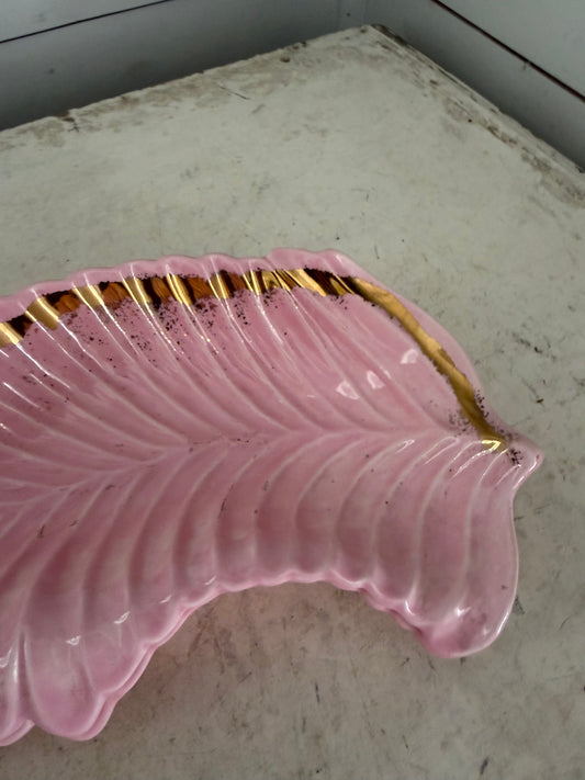 Miramar of California pink and gold speckled leaf dish sold individually