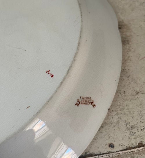 Antique F & Sons Burslem Dudley Pattern Oval Meat Platter | Victorian English Serving Plate | Made In England | Early 1900's