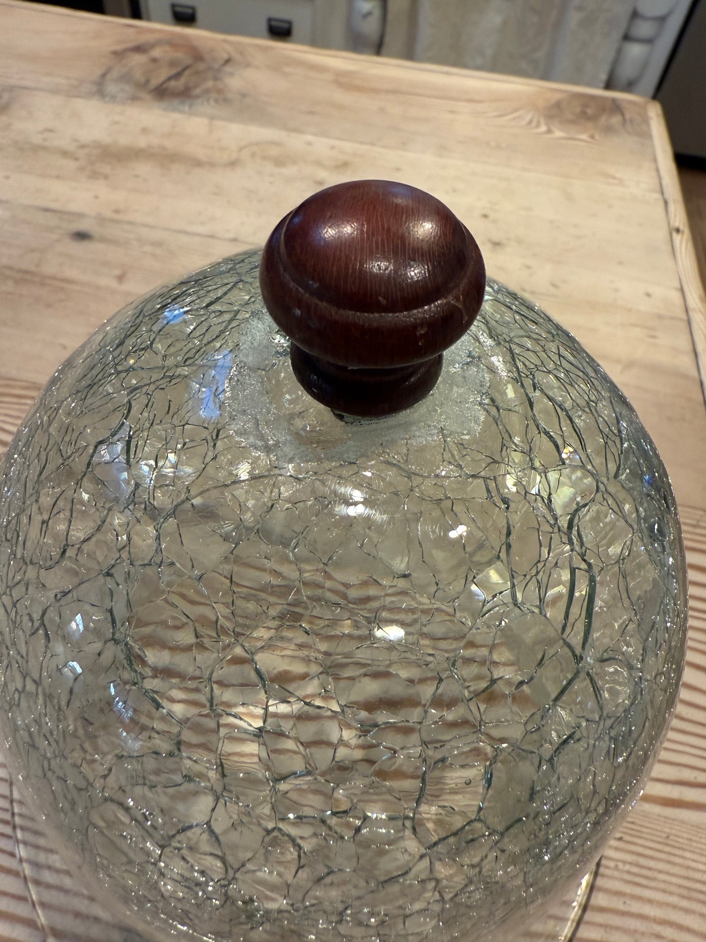 Crackle Glass Cloche with knob