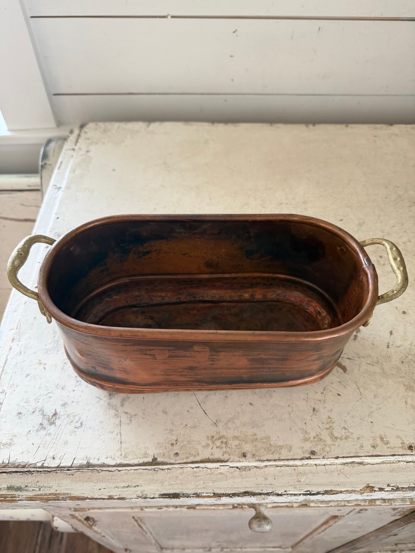 Copper Planter with Brass Handles