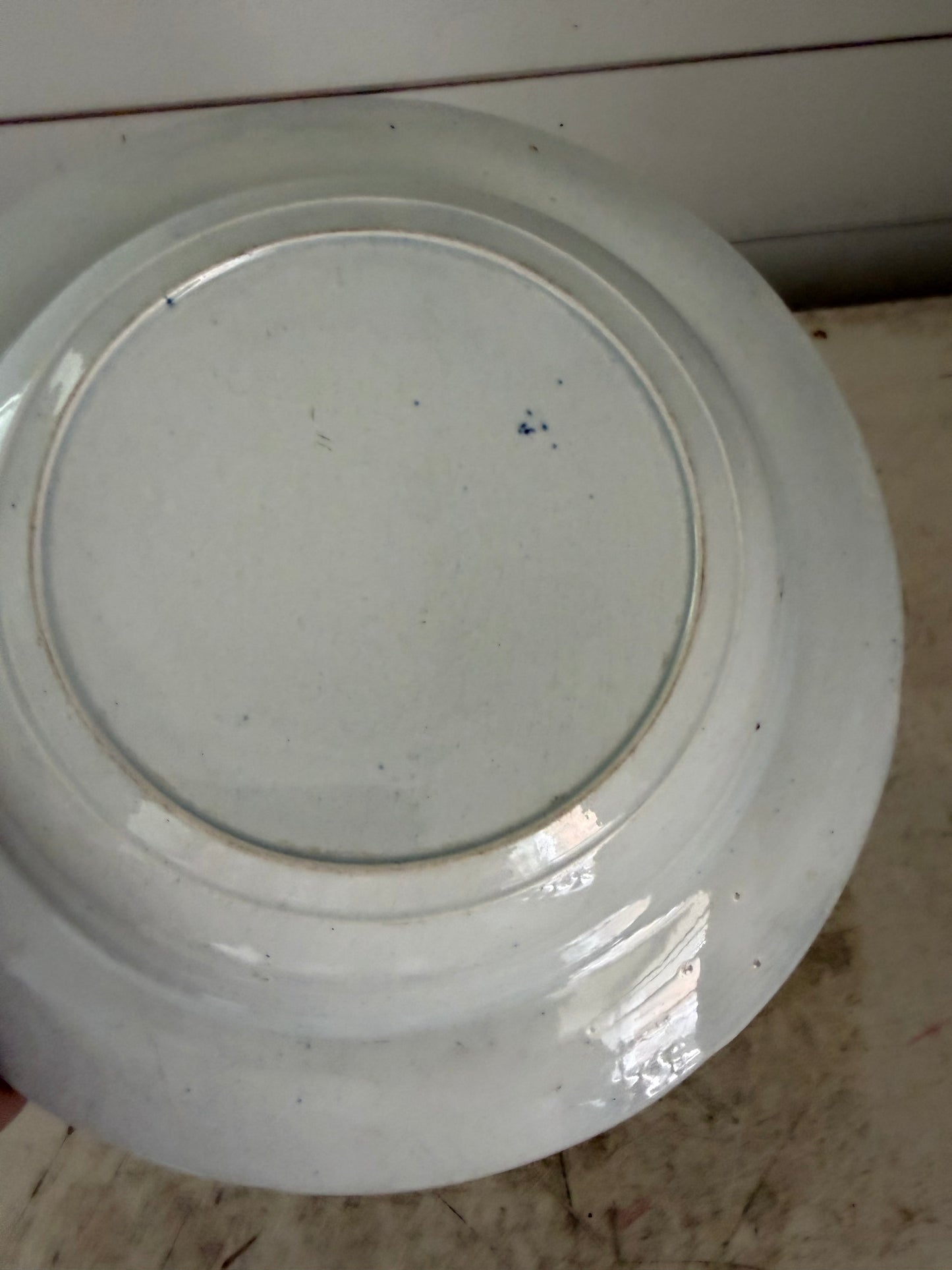 Antique Blue and White Bowl Transferware Beehive and Vases - has been repaired