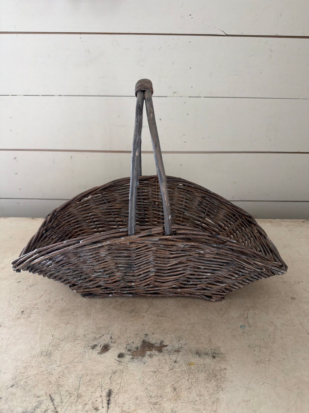 Gray washed Willow Gathering Basket