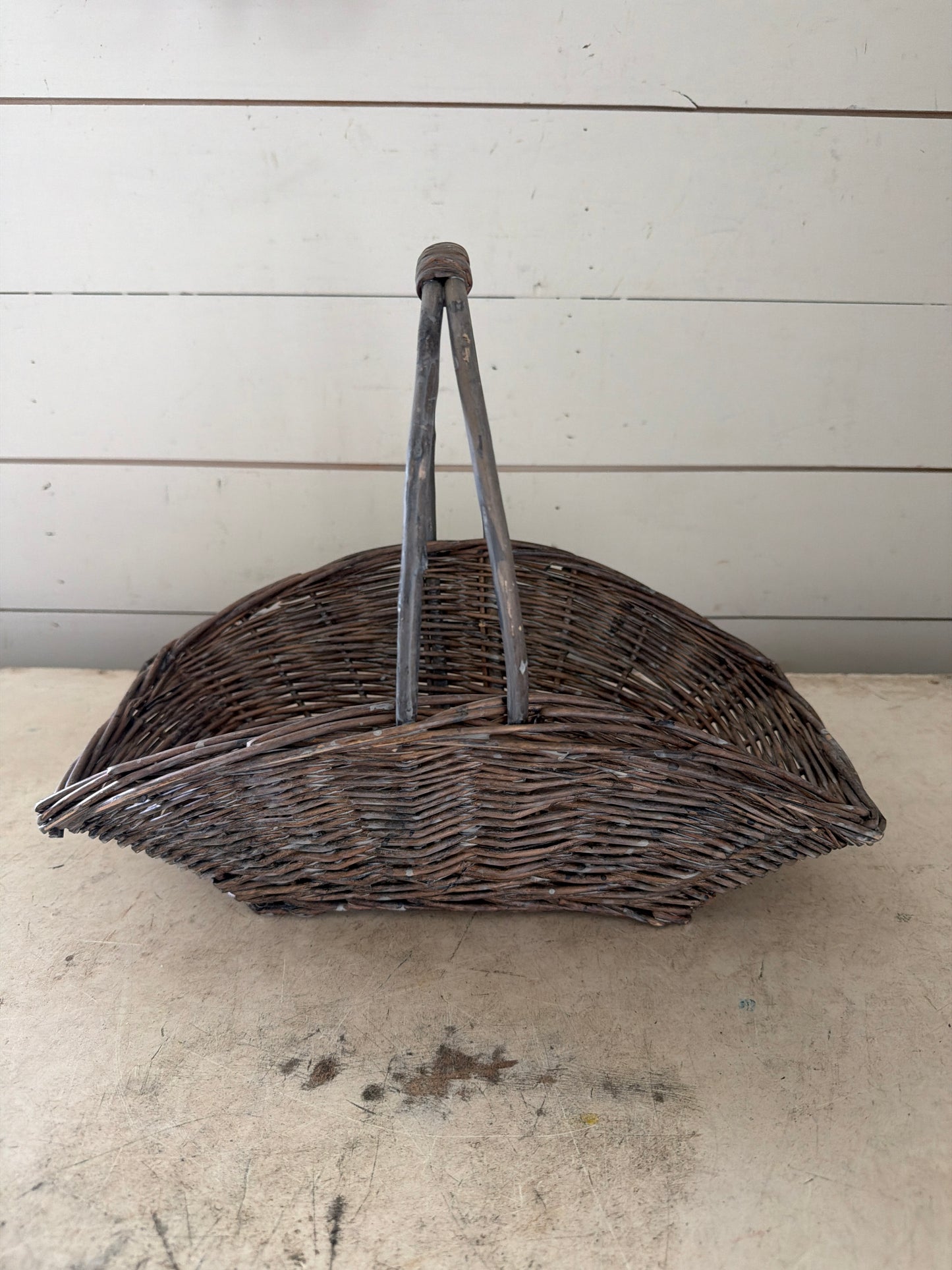 Gray washed Willow Gathering Basket