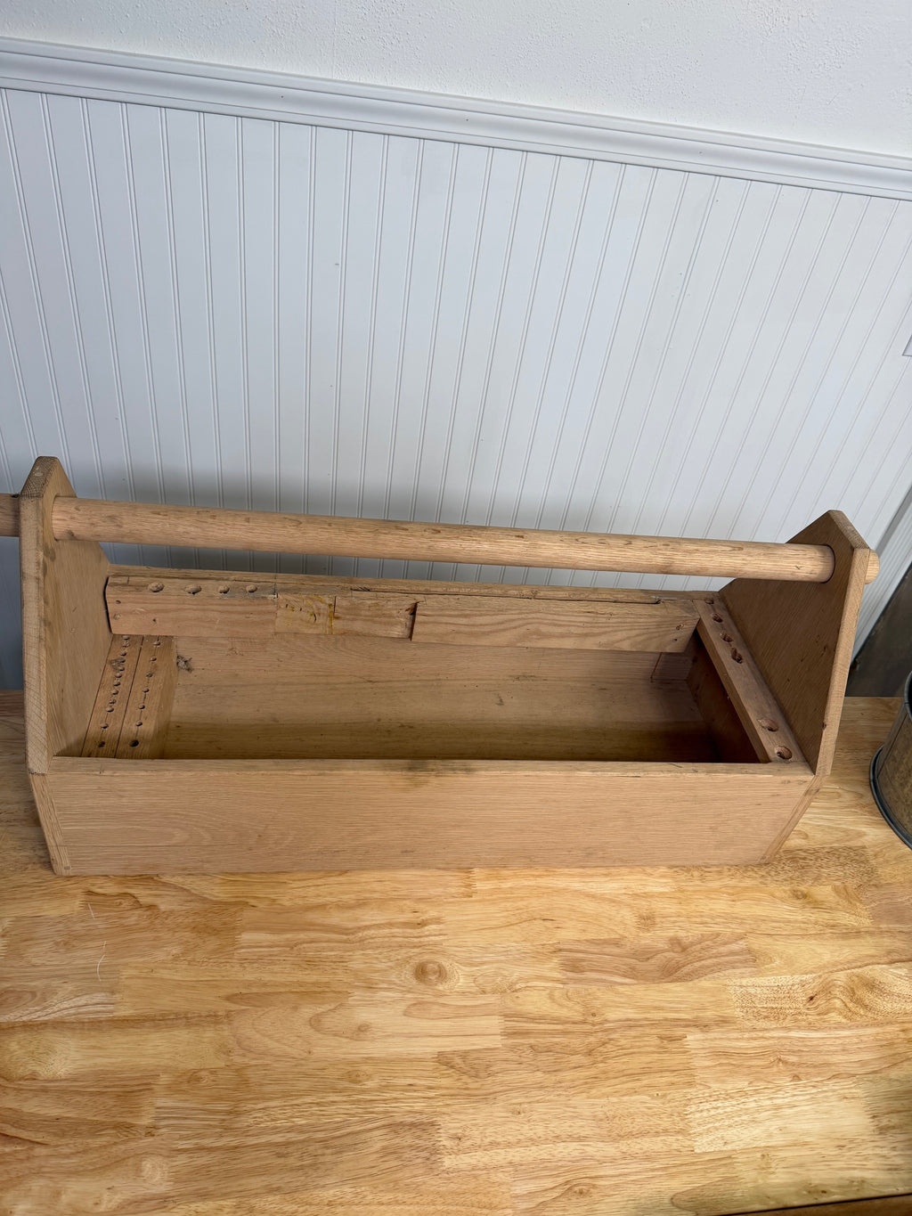 Oversized Oak Handmade Carpenters Tote - Will Get Makeover 31” Long