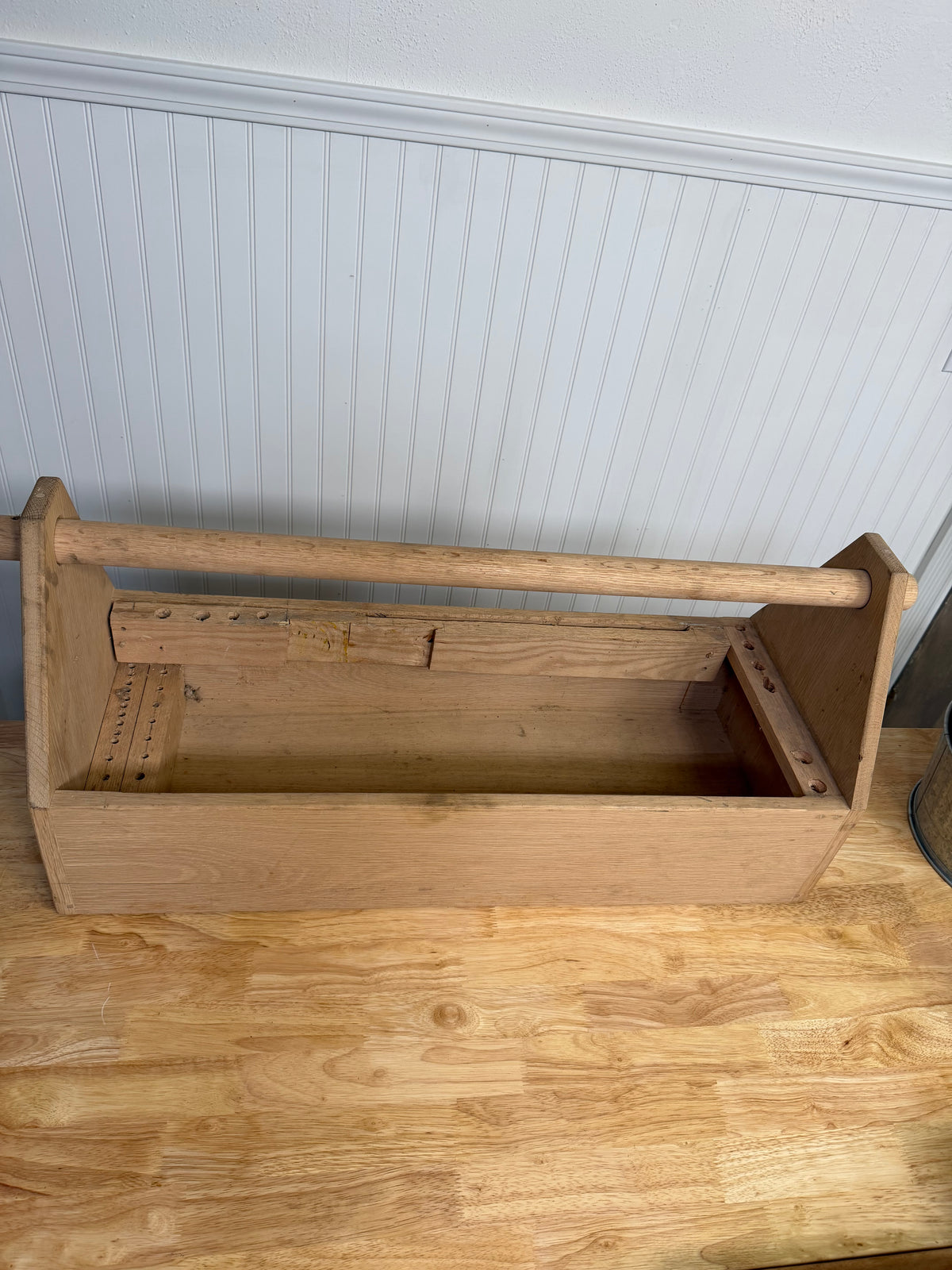 Oversized Oak Handmade Carpenters Tote - Will Get Makeover 31” Long