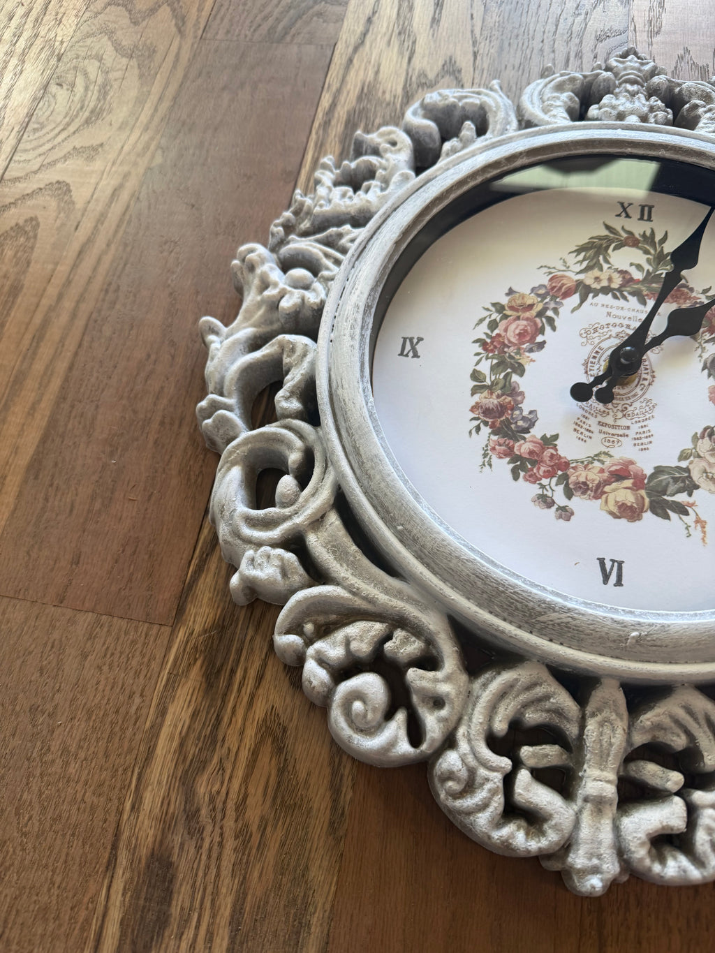 French Style Ornate Wall Clock 16” across