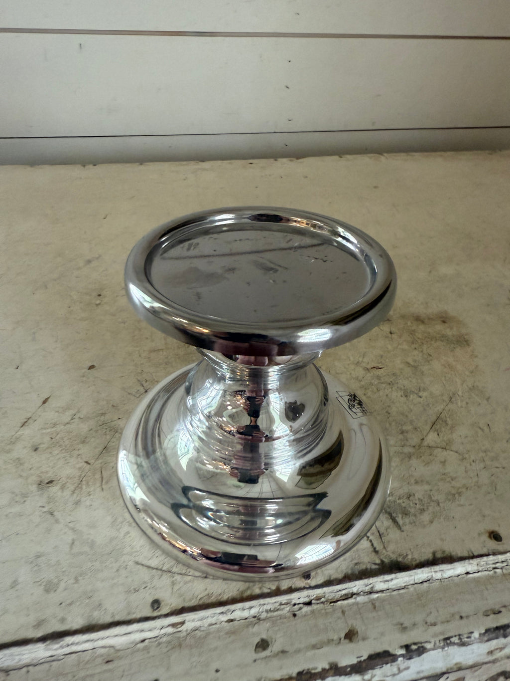 IKEA SHIMMER Short 4" Mirror Silver Glass Candle Holder Stick