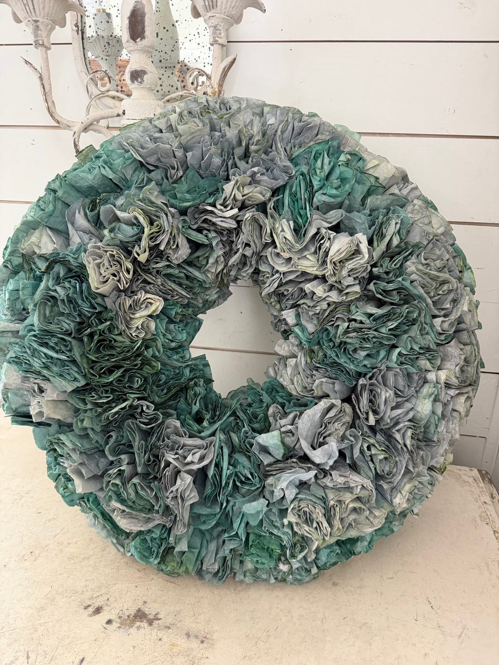 Blue Coffee Filter Wreath