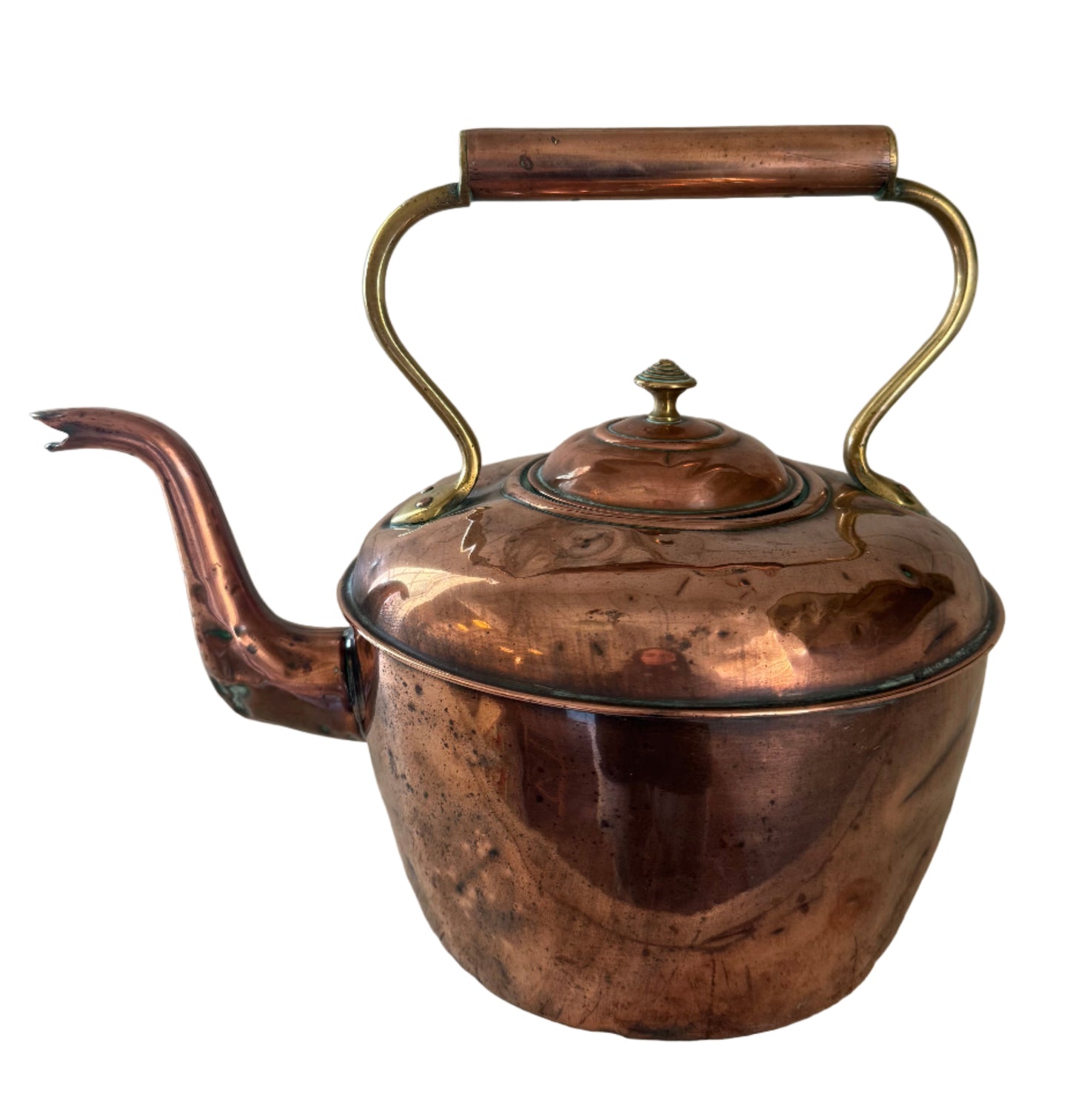 Georgian Copper Tea Kettle with Goose Neck Spout
