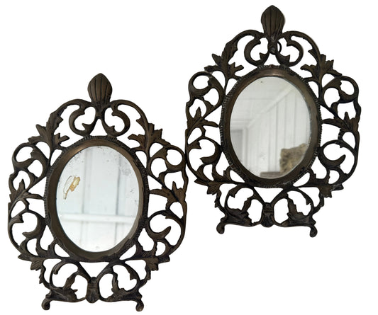 Set of Victorian Ornate cast brass mirrors