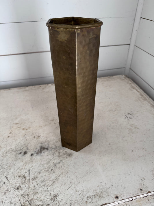 Large Hammered Brass Vase