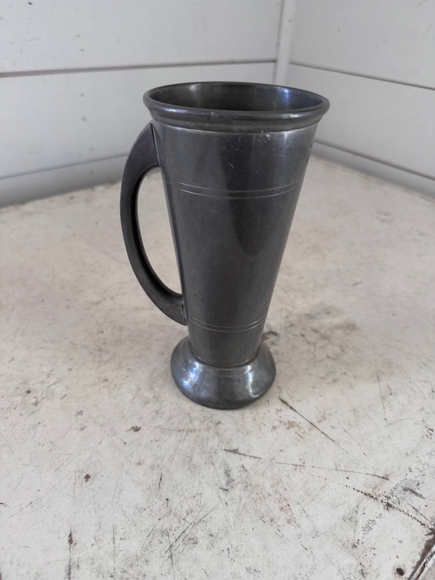 English Pewter Tankard with Engraved Monogram