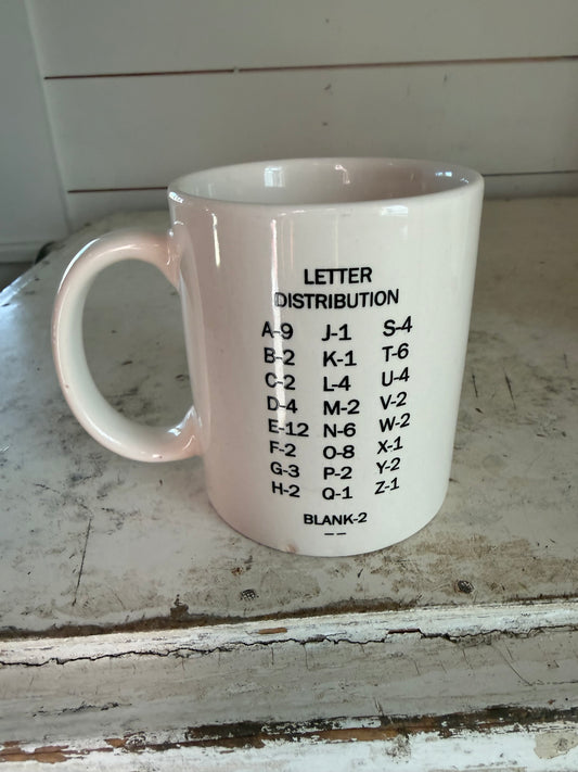 SCRABBLE J MUG. LETTER J SCRABBLE MUG. MONOGRAM J MUG