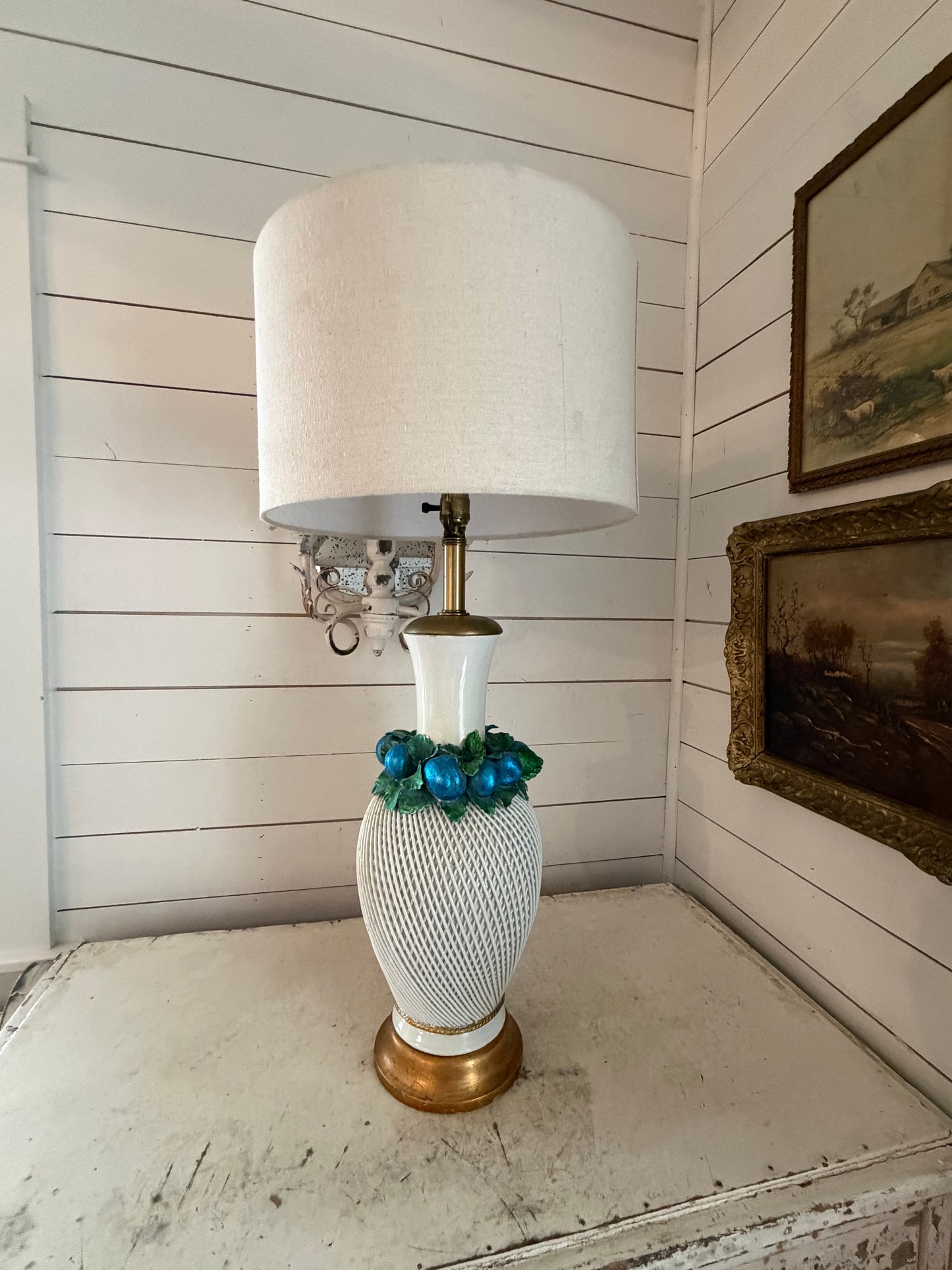 Vintage Capodimonte Style Lamp with Shade