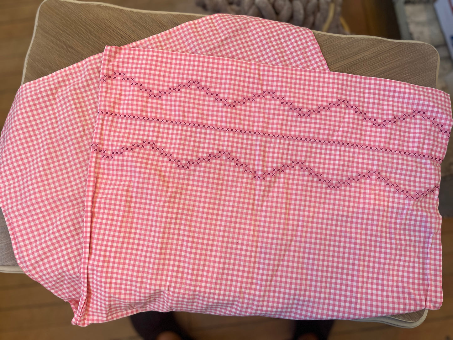 Pink Checkered Pillowcase