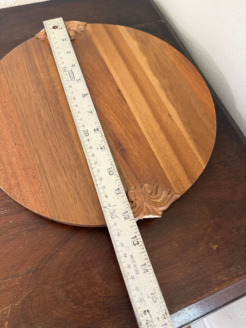 Decorative Wood Serving Round Tray - Will Get Makeover