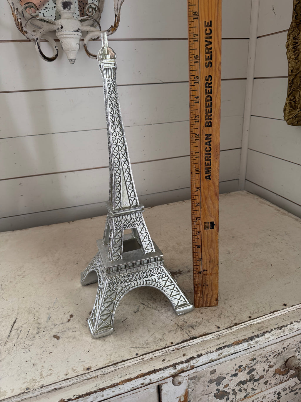 Silver Eiffel Tower statue 17.5”