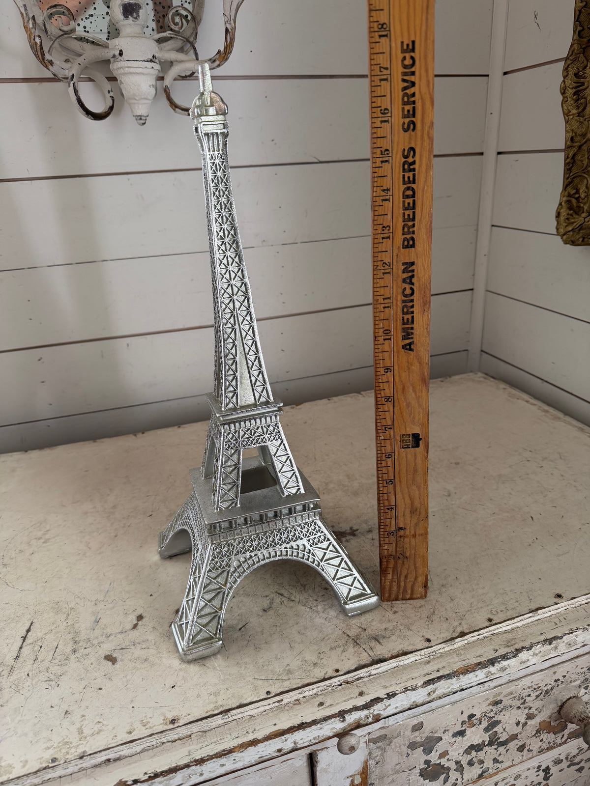 Silver Eiffel Tower statue 17.5”