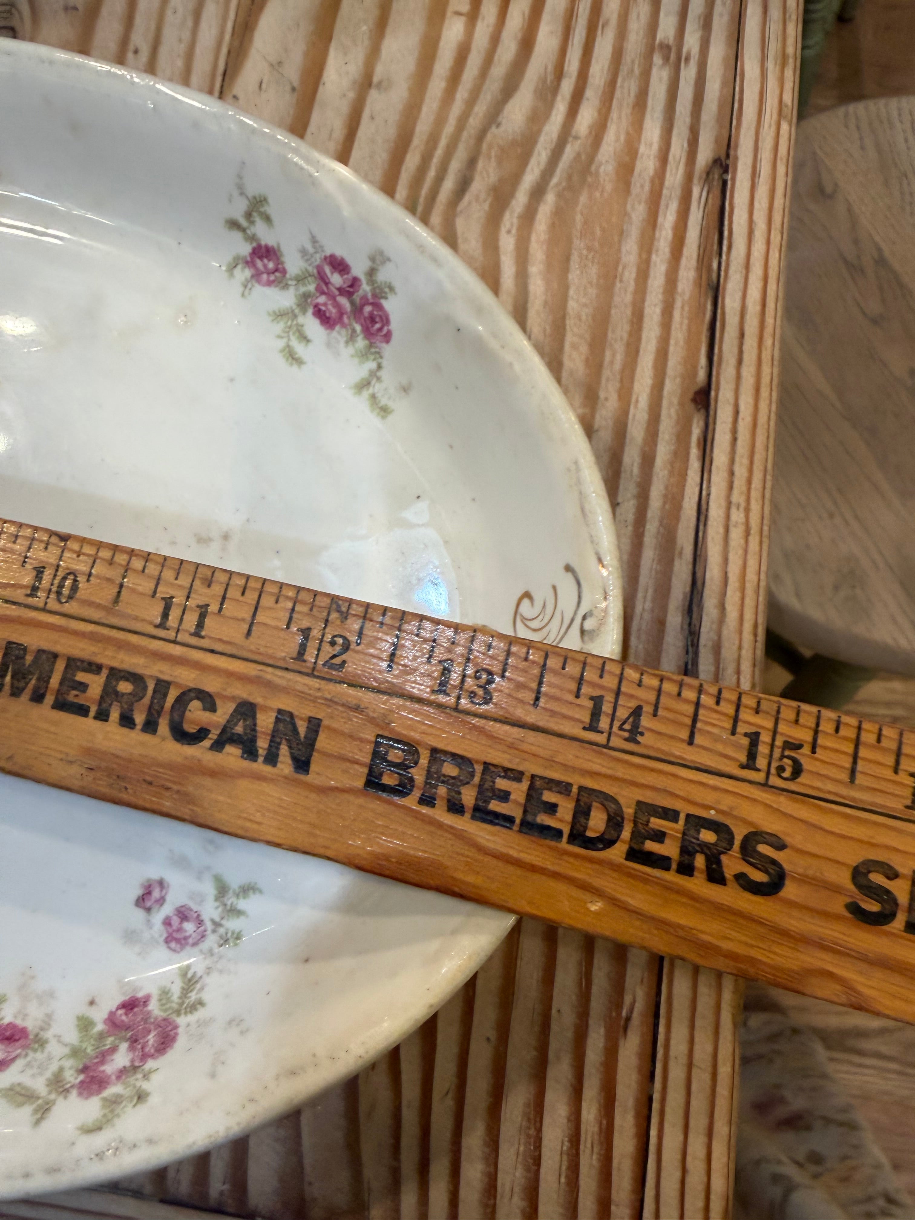 Antique Ironstone platter Pink Floral