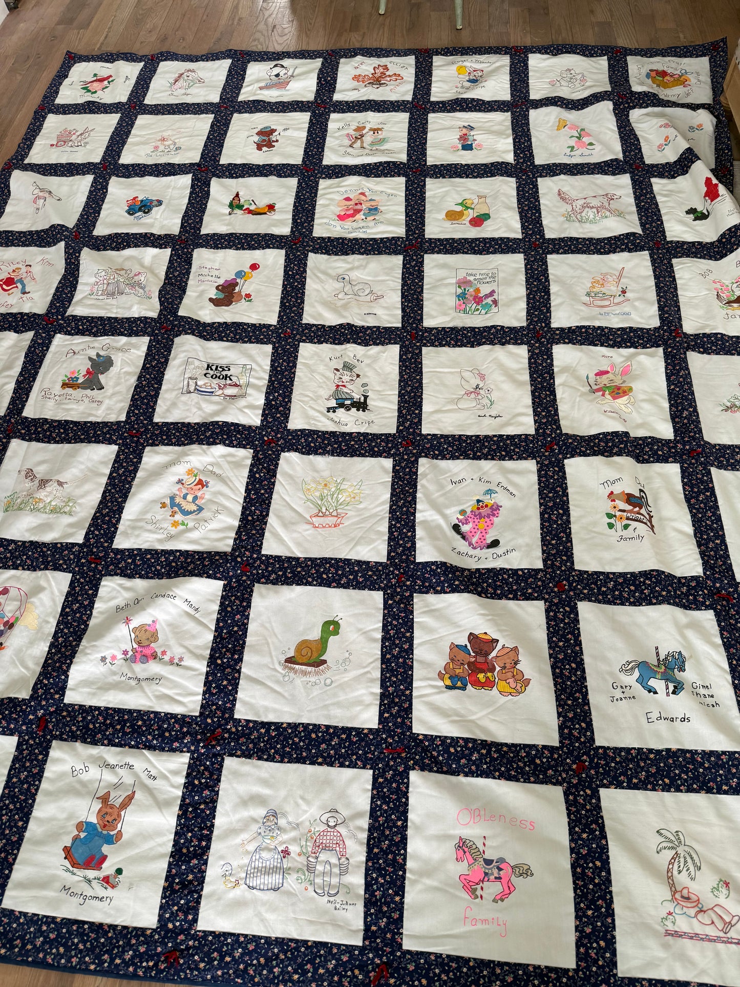 XL King Homemade Family reunion quilt - perfect for camping and picnics