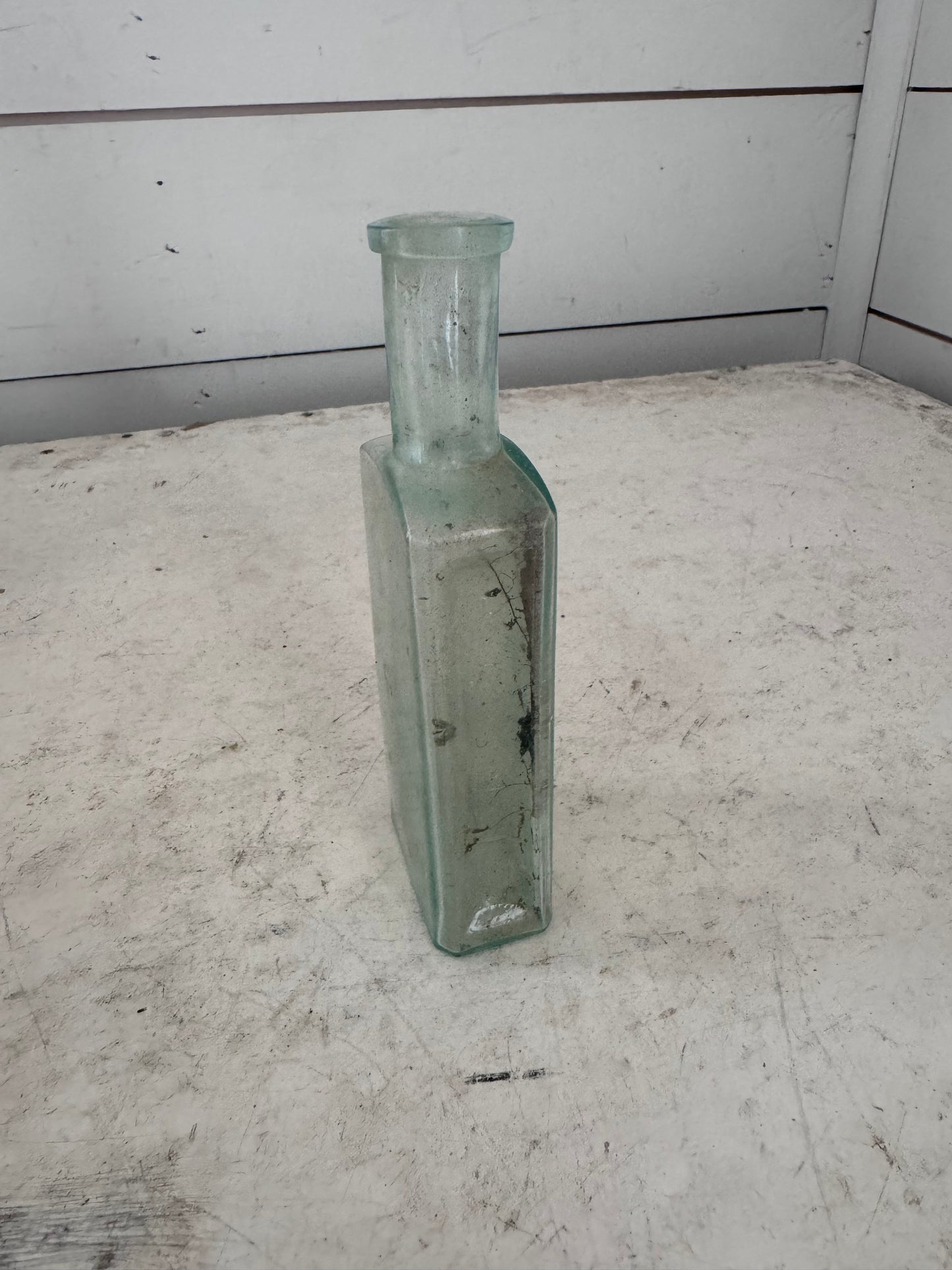 Antique Blue Glass bottle with Rectangular Body