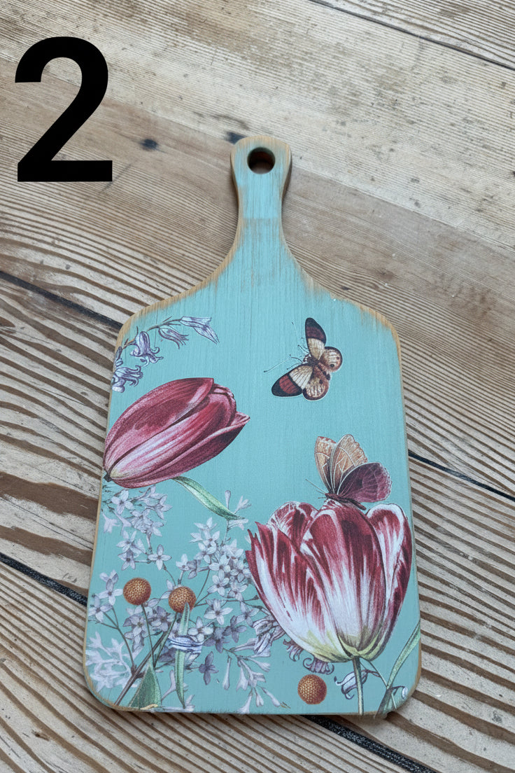 Hand-painted cottage cutting boards sold individually