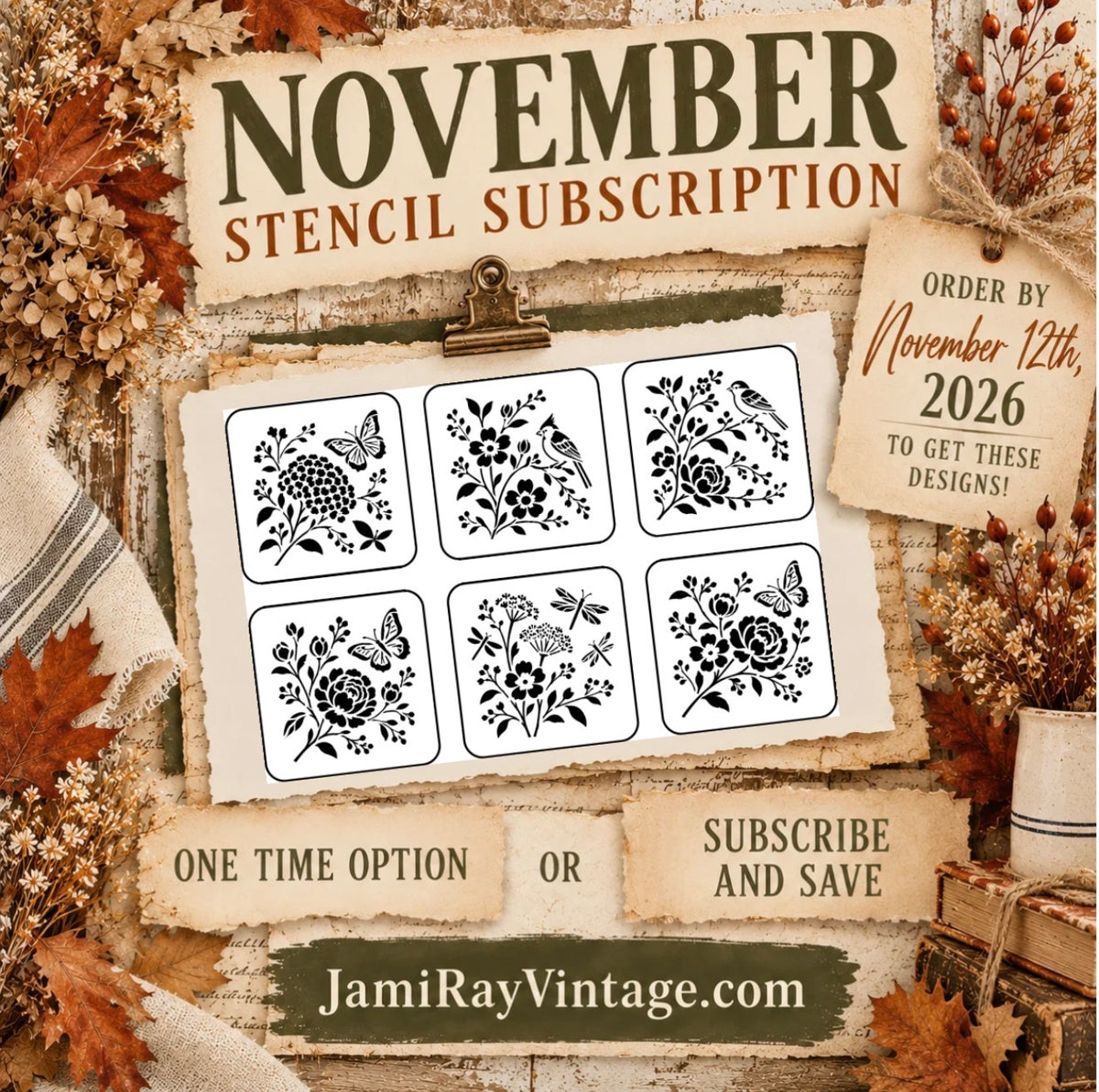 JRV Stencil Subscription | Sign Up by 11/12/26 To Get November 2026 Stencils