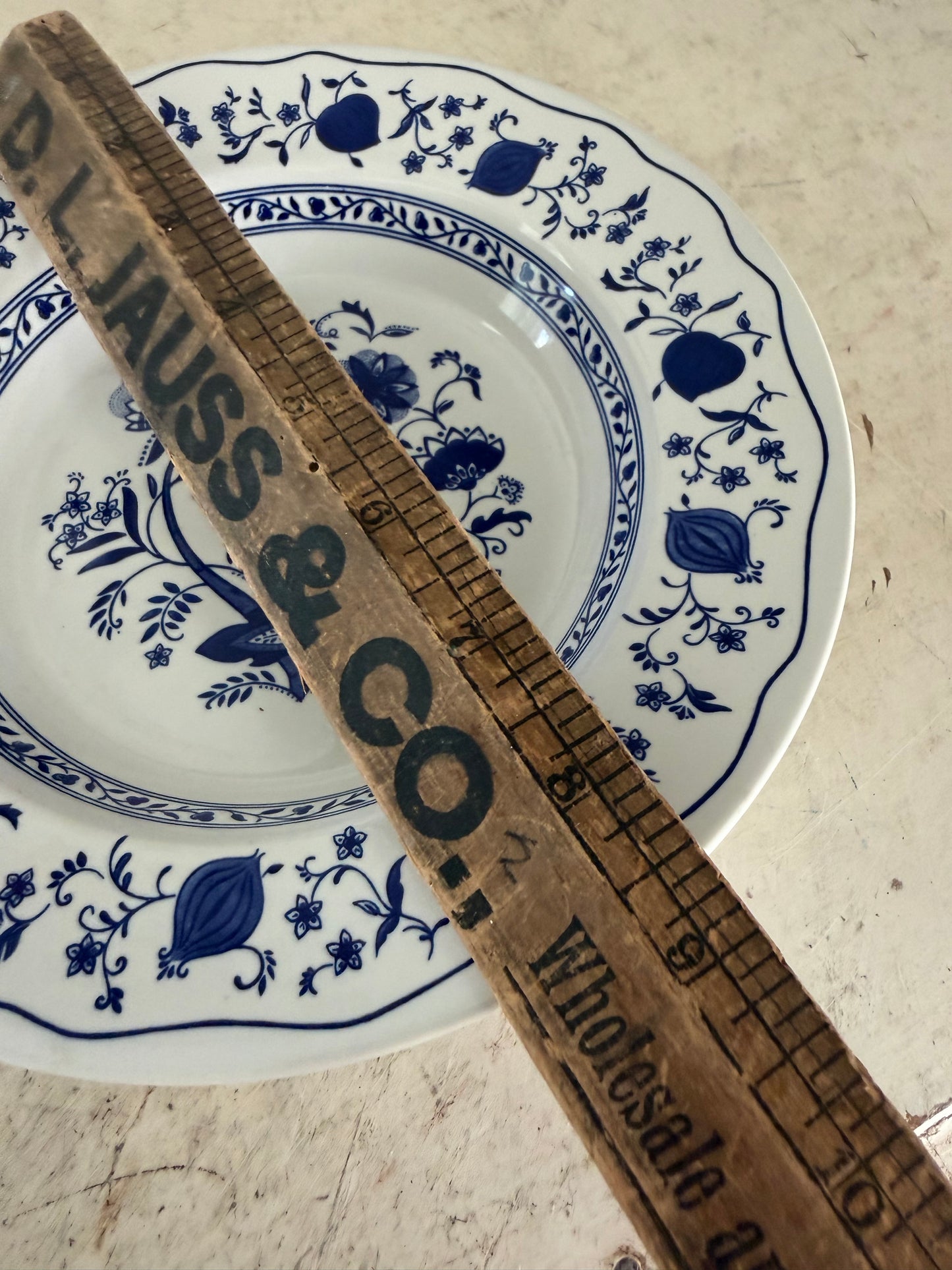 Chipped blue onion bowl