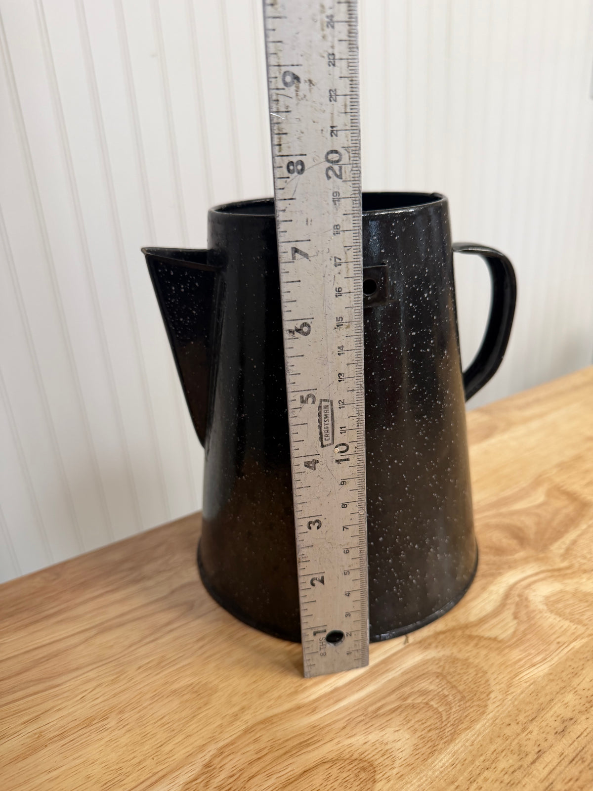 Vintage Black Speckled Enamel Coffee Pot - no lid