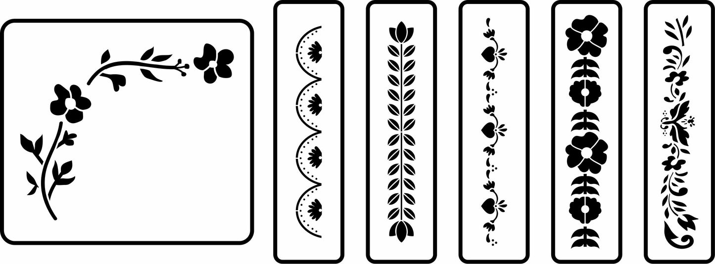 Folk Art Borders | JRV Stencil Designed by Debi from Debi's Design Diary