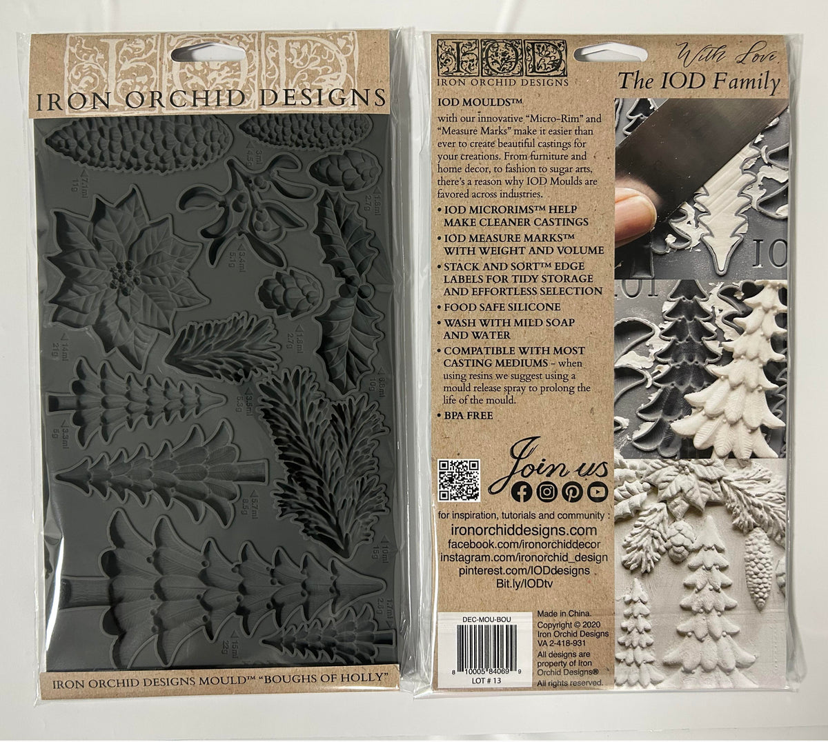 IOD Boughs of Holly Mould | 6" x 10" Christmas & Holiday Décor Mould