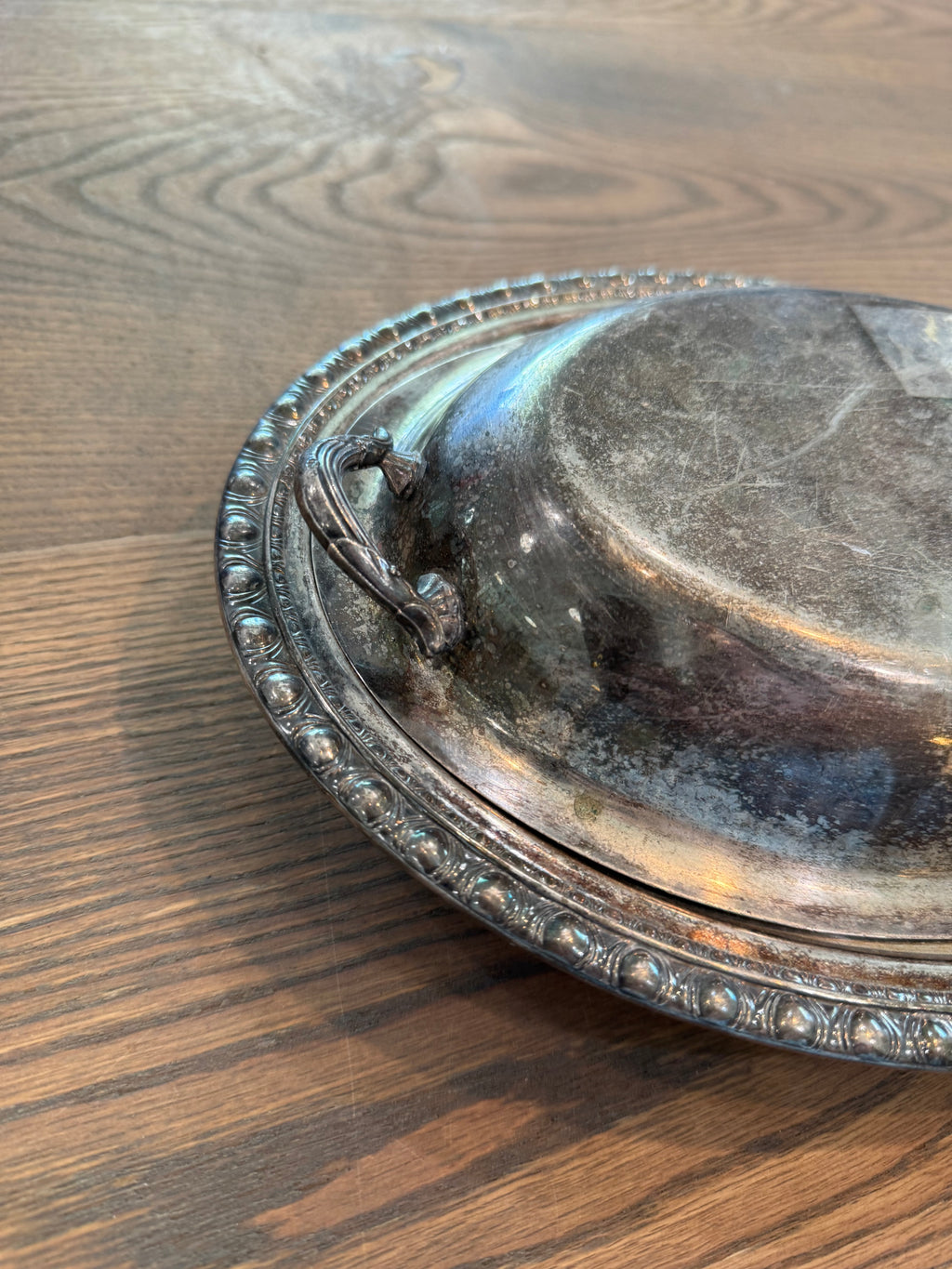 Vintage Silver Plate Rogers Bros Covered Oval Serving Tray Dish