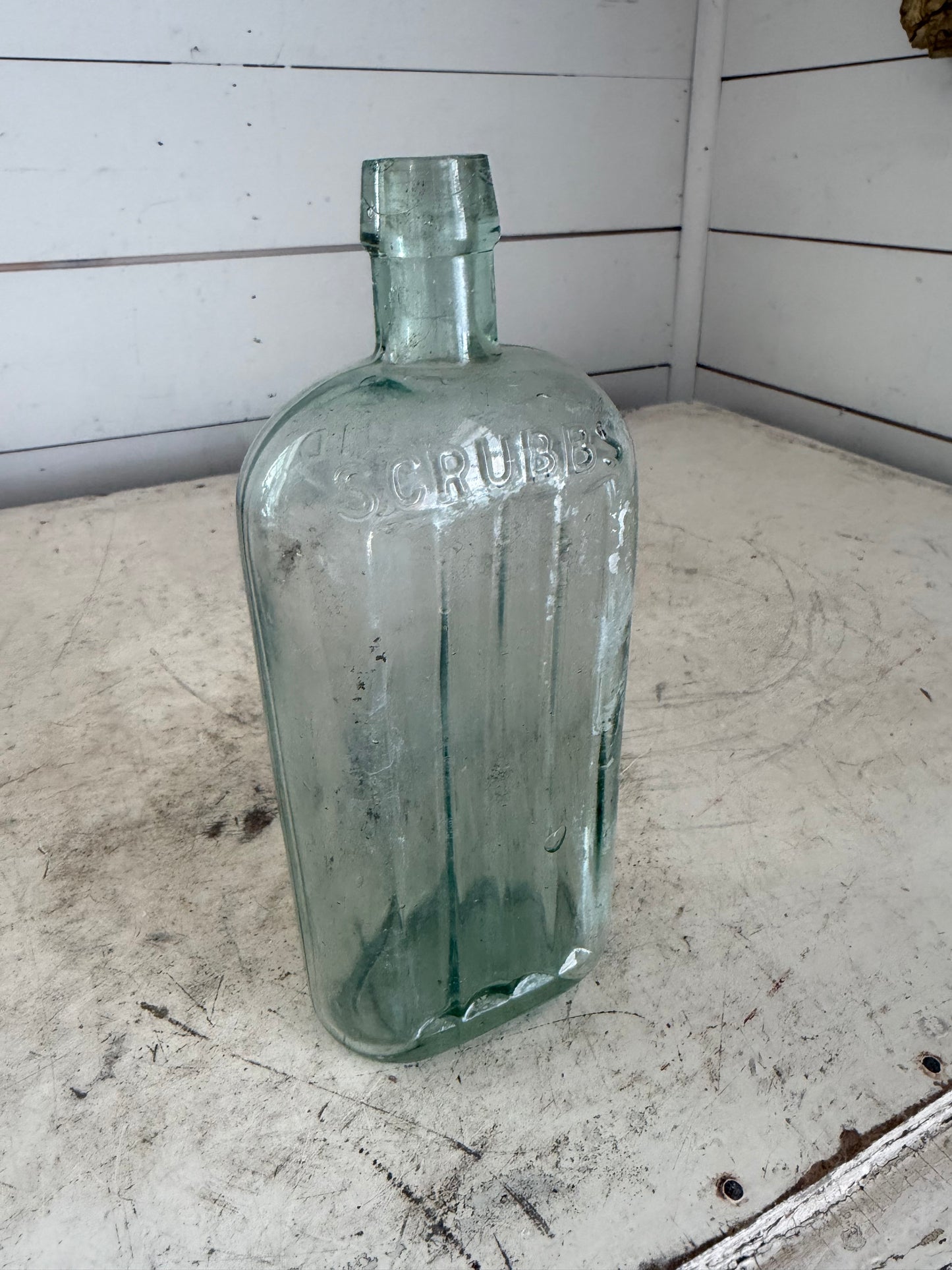 Antique Glass Scrubbs Medicine Bottle