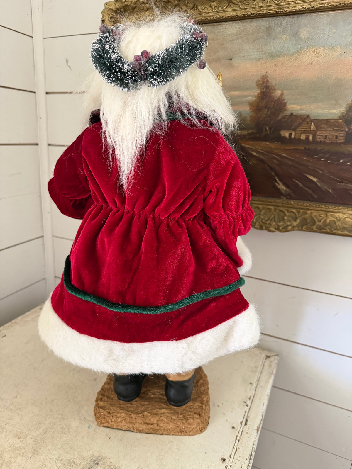 Vintage Santa Claus Doll 21" Tall Red & White with Gold Accents St. Nicholas Christmas Decor