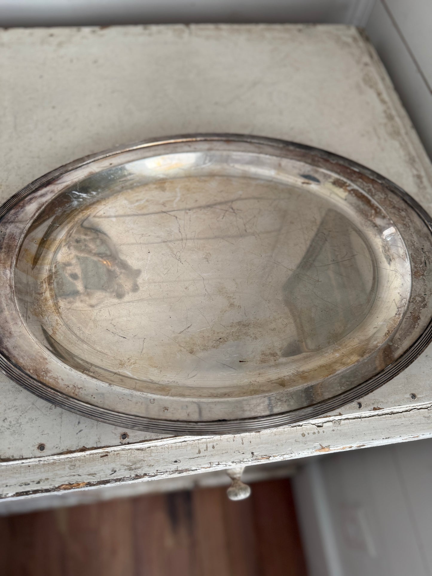 Oval silverplate serving platter